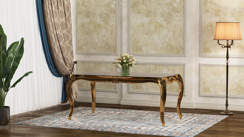 Shayan Polymer Table with Tempered Glass