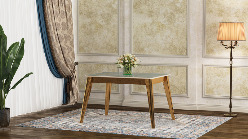 طاولة ولائم آسا مع سطح MDF وزجاج مقوى