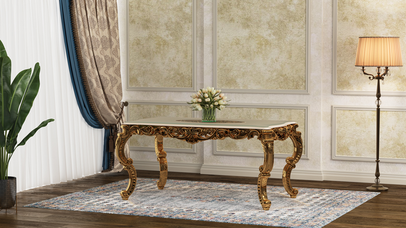 میز پلیمری روناک همراه با صفحه MDF و شیشه سکوریت